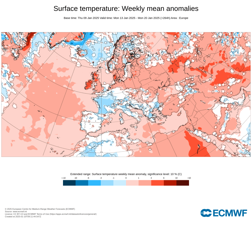 Tempo no domingo, 12 de janeiro de 2025 - Mais sol a caminho, mas... não é para todos... saiba como vão mudar as temperaturas e como estará na sua região! Anomalia de temperatura prevista para a semana de 13 a 20 de janeiro - tempo bem mais frio!