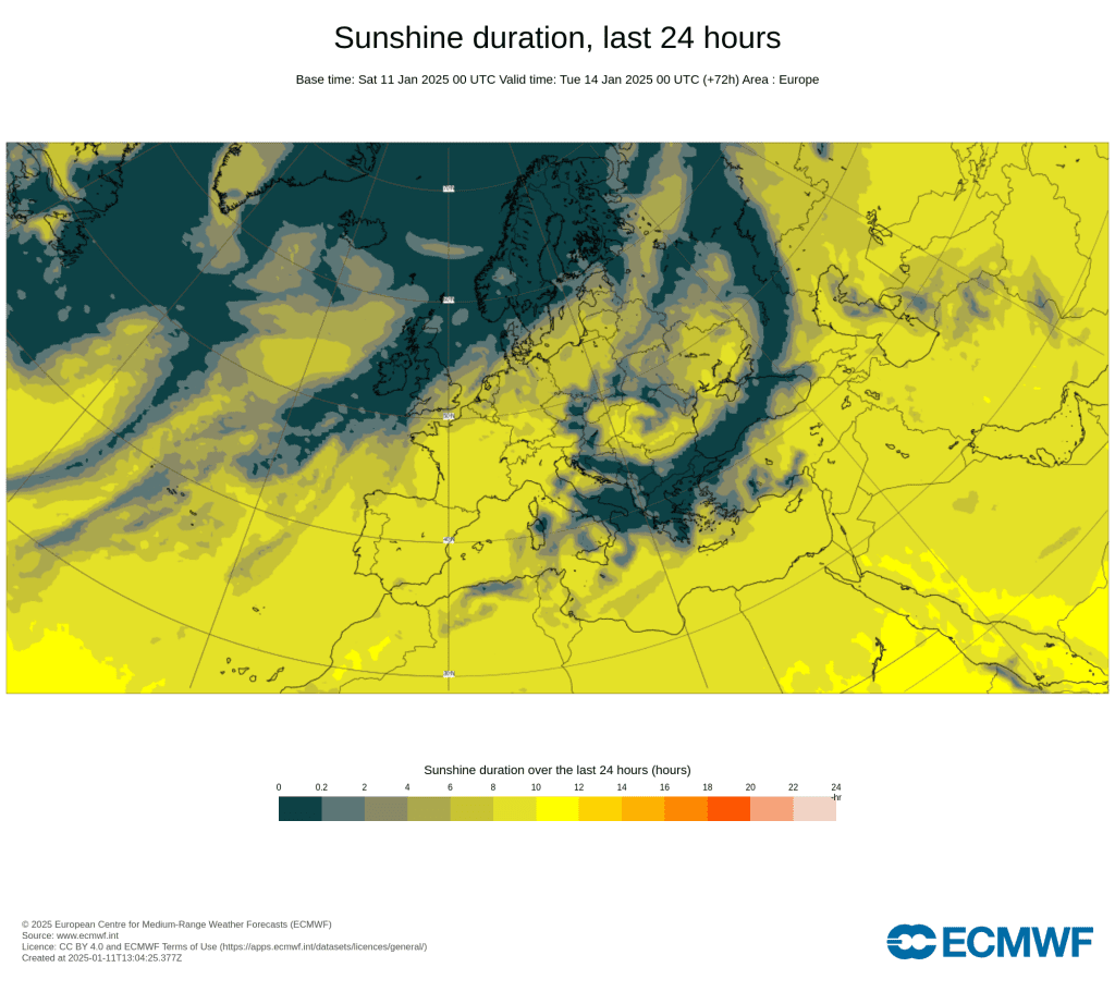 Tempo na segunda, 13 de janeiro de 2025 - Forte anticiclone, e finalmente um dia com muito sol... mas atenção ao gelo e geada! Saiba como estará na sua região! Tempo na segunda - Muito sol em Portugal Continental, finalmente!