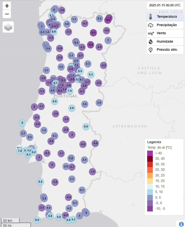 Temperaturas atingiram valores de 8 graus negativos nesta quarta-feira... O que esperar nos próximos dias? Análise da evolução do tempo entre 15 a 20 de janeiro 2025 Temperaturas muito baixas na manhã desta quarta-feira, 15 de janeiro