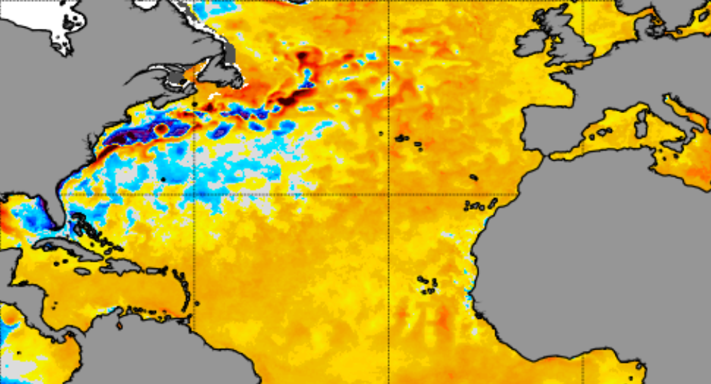 Tempo no sábado, 1 de fevereiro de 2025 - Manhã fria, tarde amena - mas será que chove? Previsões difíceis! - saiba com o que contar na sua região! Anomalia de temperatura no Atlântico - 30 de janeiro, dados da NOAA