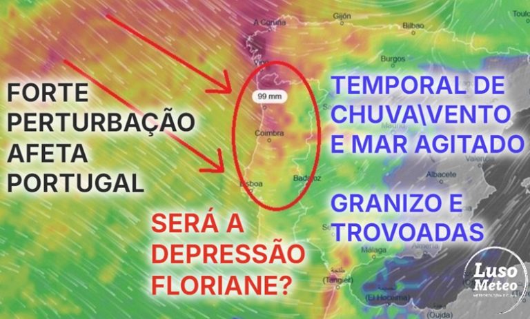 Tempo no domingo, 5 de janeiro 2025 - Mau tempo, com muito vento, muita chuva, e possibilidade de granizo e trovoada - forte depressão afeta Portugal - saiba a previsão!
