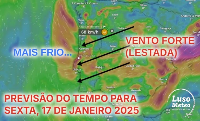 Tempo na sexta, 17 de janeiro de 2025 - Vento mais forte, e descem as temperaturas - saiba como estará o tempo na sua região!