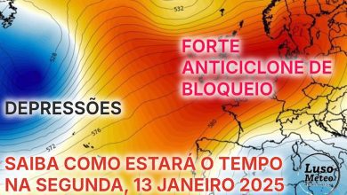 Tempo na segunda, 13 de janeiro de 2025 - Forte anticiclone, e finalmente um dia com muito sol... mas atenção ao gelo e geada! Saiba como estará na sua região!