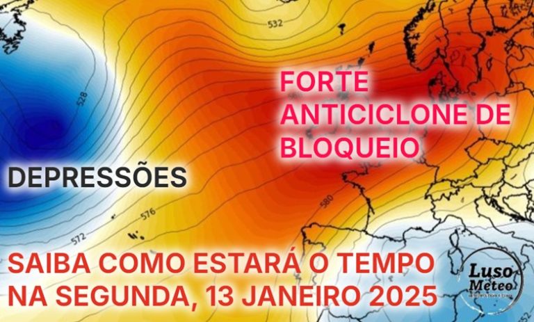 Tempo na segunda, 13 de janeiro de 2025 - Forte anticiclone, e finalmente um dia com muito sol... mas atenção ao gelo e geada! Saiba como estará na sua região!