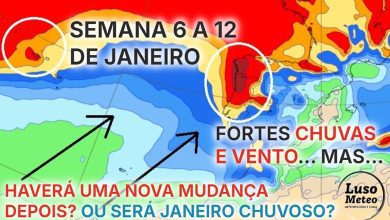 Tempo esta semana 6 a 12 de janeiro 2025 - Depois da depressão Floriane, nova depressão a meio da semana? Saiba a previsão, numa semana em que podemos passar do 8 ao 80!