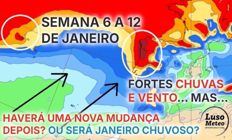 Tempo esta semana 6 a 12 de janeiro 2025 - Depois da depressão Floriane, nova depressão a meio da semana? Saiba a previsão, numa semana em que podemos passar do 8 ao 80!
