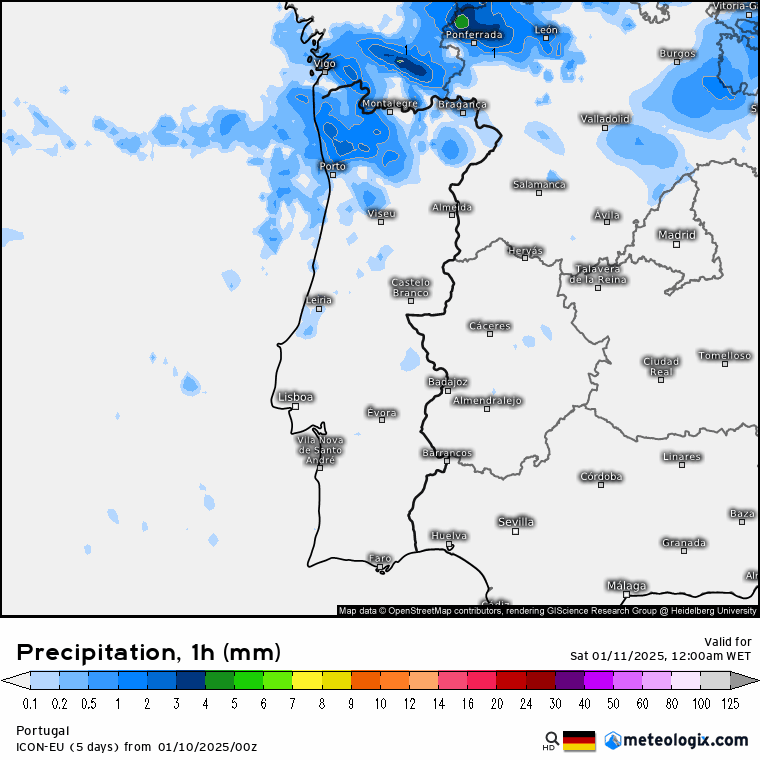 Tempo no sábado, 11 de janeiro de 2025 - Início de dia com chuva e vento, mas uma mudança significativa está a caminho! Saiba como estará na sua região, e o que esperar! Chuva no sábado 11 de janeiro 2025... mas a desaparecer ao longo do dia...