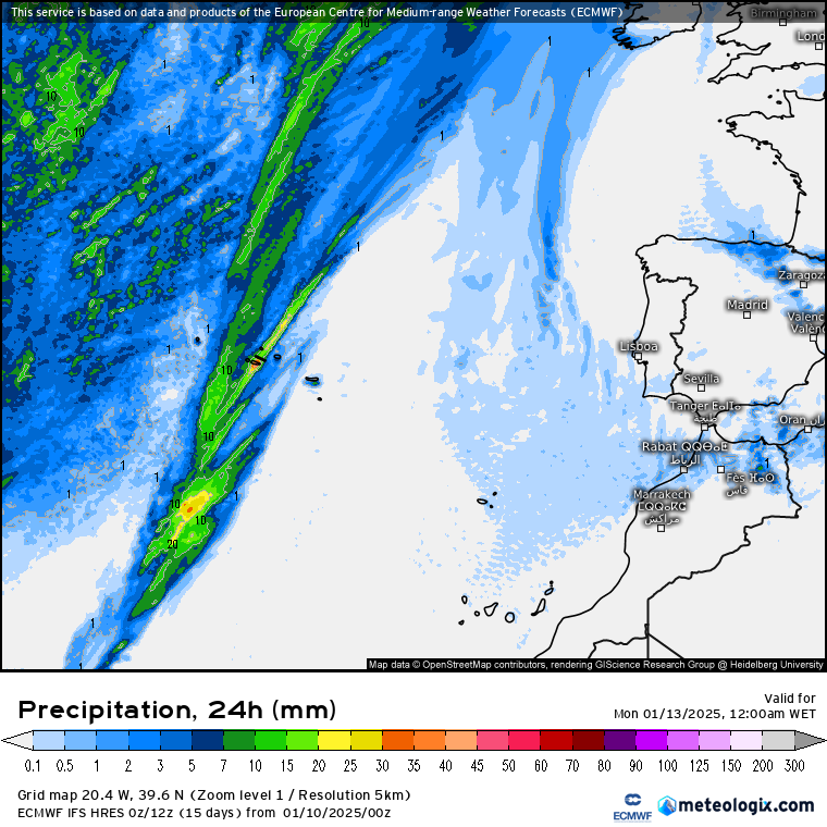 Tempo no domingo, 12 de janeiro de 2025 - Mais sol a caminho, mas... não é para todos... saiba como vão mudar as temperaturas e como estará na sua região! Chuva prevista para este domingo, 12 de janeiro, previsão ECMWF