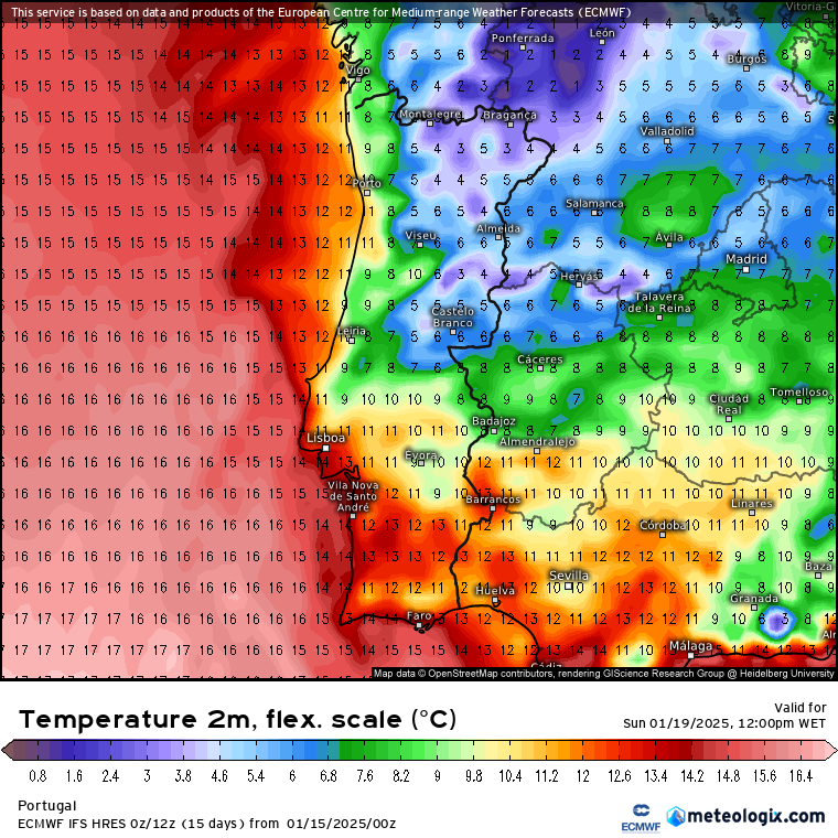 Temperaturas atingiram valores de 8 graus negativos nesta quarta-feira... O que esperar nos próximos dias? Análise da evolução do tempo entre 15 a 20 de janeiro 2025 Tempo muito frio no domingo, 19 de janeiro - previsão de temperaturas às 12h