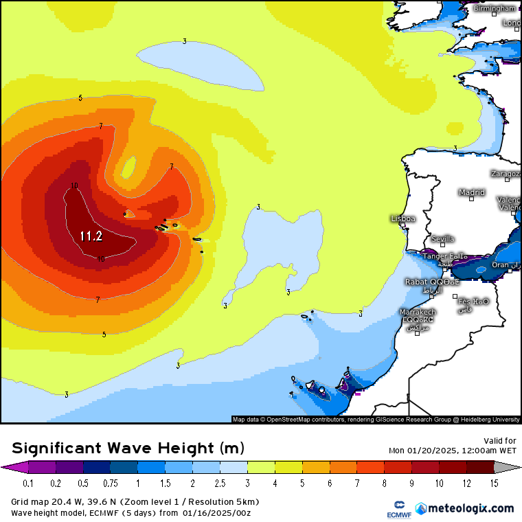 Mau tempo - Forte depressão afeta os Açores no domingo, 19 de janeiro, e mudará o tempo em Portugal Continental - podemos estar perante uma mudança radical de padrão atmosférico? Ondulação significativa acima de 10 metros pode afetar os Açores entre domingo e segunda, 19 e 20 de janeiro