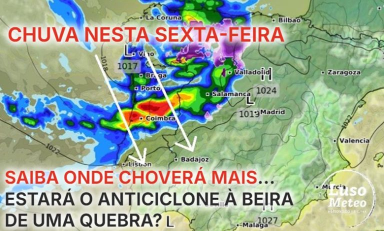 Tempo na sexta, 7 de fevereiro de 2025 - Chuva de regresso a todo o país - saiba onde choverá mais, e onde pode haver trovoada!