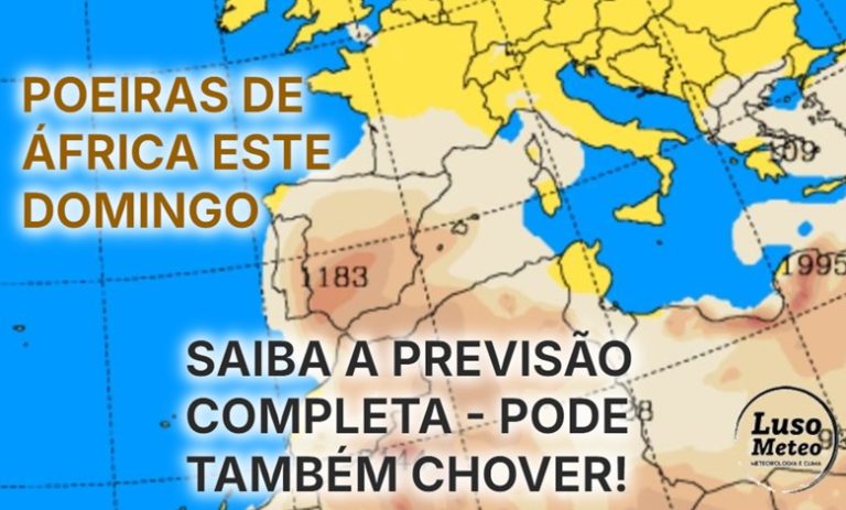 Tempo no domingo, 16 de fevereiro de 2025 - Poeiras de África, novamente, num dia geralmente primaveril - saiba a previsão completa!