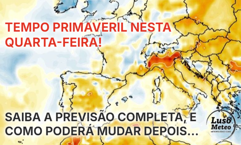 Tempo na quarta, 5 de fevereiro de 2025 – Uma autêntica tarde de primavera! Saiba as previsões, e a mudança que se poderá seguir… Tempo na quarta, 5 de fevereiro de 2025 - Uma autêntica tarde de primavera! Saiba as previsões, e a mudança que se poderá seguir...