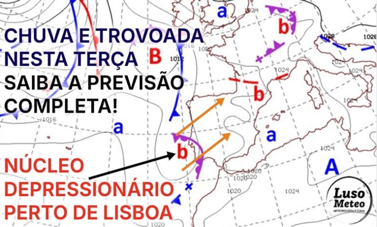 Tempo na terça, 11 de fevereiro 2025 - Vale depressionário atravessa Lisboa e Vale do Tejo - Trovoadas e mais instabilidade - saiba com o que contar na sua região!