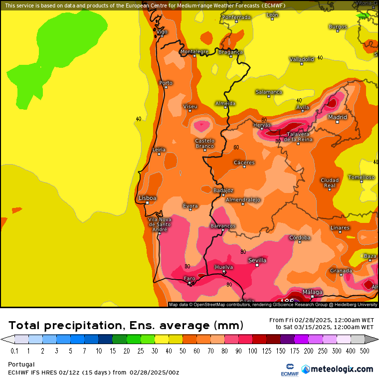 Full rain scheduled until March 15, ECMWF forecast