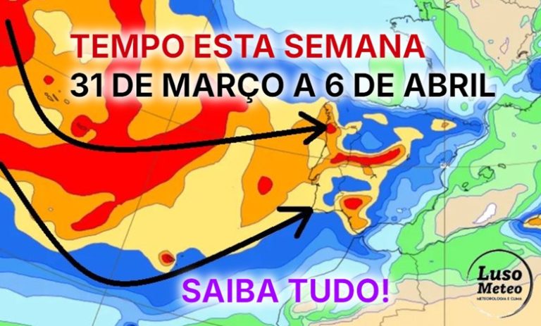 Vem aí uma semana com chuva e vento… e talvez tempestades nomeadas – saiba a previsão do tempo esta semana 31 de março a 6 de abril Vem aí uma semana com chuva e vento... e talvez tempestades nomeadas - saiba a previsão do tempo esta semana 31 de março a 6 de abril