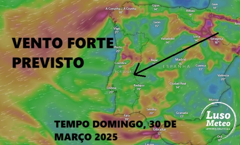Bastante vento previsto! Tempo no domingo, 30 de março de 2025! Saiba todos os detalhes!
