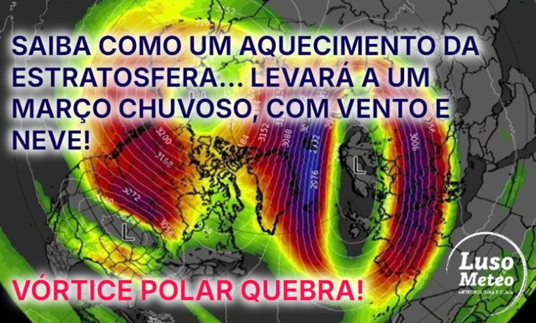 Uma grande mudança começa hoje na estratosfera , e afetará o tempo em Portugal durante Março - saiba o que é um aquecimento súbito da estratosfera, e mais detalhes!