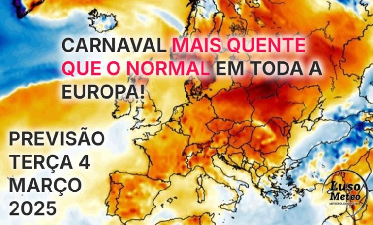 Carnaval com tempo mais quente... mas algo instável - Tempo na terça, 4 de Março de 2025 - saiba a previsão completa!