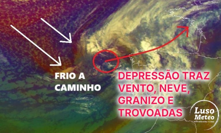 Depressão atmosférica, e frente fria associada agravam o tempo entre segunda e terça, 14 e 15 de abril - Vento, granizo, neve e trovoadas - saiba os detalhes da previsão!
