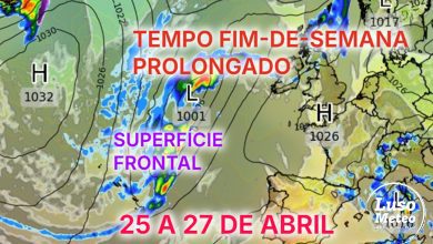 Tempo no fim-de-semana prolongado 25 a 27 de abril - Nuvens, vento, e um dia de bastante calor! - saiba as previsões diárias para a sua região!