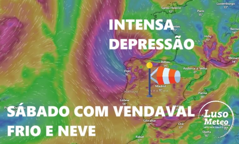 Tempo no sábado, 19 de abril - Depressão intensa (Pauline?) - Muito vento e neve - Páscoa Branca! - Saiba os detalhes da previsão!