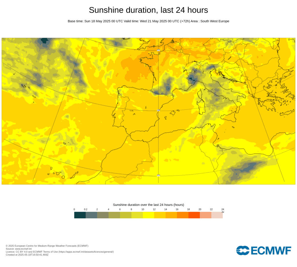 Tempo na terça, 20 de maio - Mudança de tempo - depois da chuva, o Verão começa a instalar-se em Portugal - saiba como estará na sua região! Número de horas de sol previstas para esta terça, 20 de maio - previsão ECMWF
