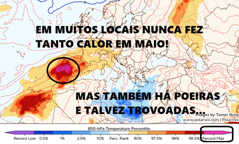 Nunca fez tanto calor em Maio! - Próximos dias trazem recordes de temperatura a algumas regiões, poeiras e (talvez) trovoadas! Nunca fez tanto calor em Maio! - Próximos dias trazem recordes de temperatura a algumas regiões, poeiras e (talvez) trovoadas!