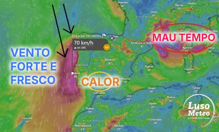 Anticiclone dos Açores provoca vento forte! O calor já surge, mas ainda tímido... Tempo na quinta, 22 de maio de 2025 - Saiba a previsão completa!