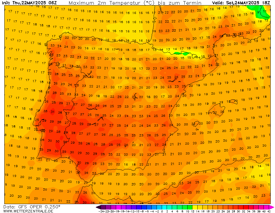 Fim-de-semana de puro Verão, mas o calor tórrido virá depois... - Tempo nos dias 24 e 25 de Maio de 2025 Calor no sábado - tempo de Verão!