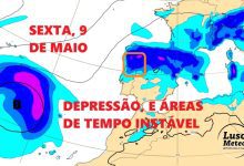 Previsão do tempo em Portugal - Sexta-feira com mais chuva e mais trovoadas, e em mais locais... 9 de maio de 2025