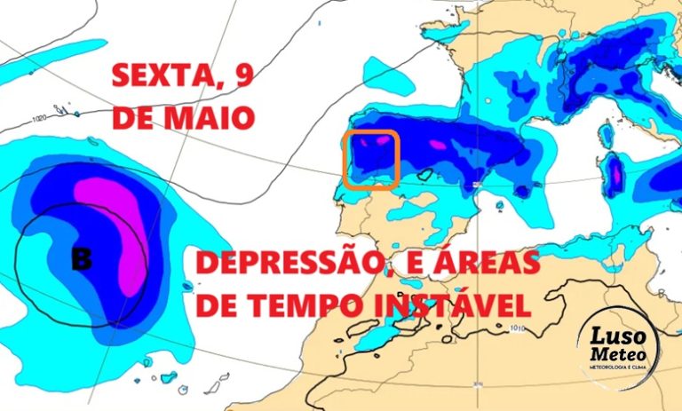 Previsão do tempo em Portugal – Sexta-feira com mais chuva e mais trovoadas, e em mais locais… 9 de maio de 2025 Previsão do tempo em Portugal - Sexta-feira com mais chuva e mais trovoadas, e em mais locais... 9 de maio de 2025