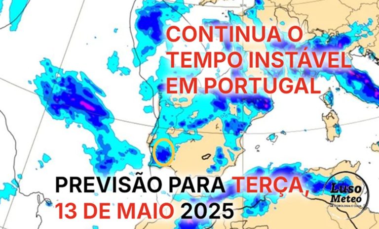 13 de Maio com aguaceiros (e até trovoadas) – mas Fátima deve escapar – Tempo na terça, 13 de maio de 2025 13 de Maio com aguaceiros (e até trovoadas) - mas Fátima deve escapar - Tempo na terça, 13 de maio de 2025