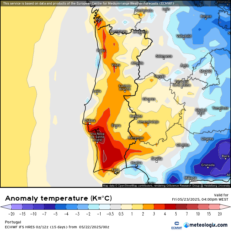 Tempo na sexta, 23 de maio 2025 - Mais calor, o Verão chegou para ficar! Saiba que temperaturas esperar na sua região! Temperaturas acima da média em muitas regiões nesta sexta-feira
