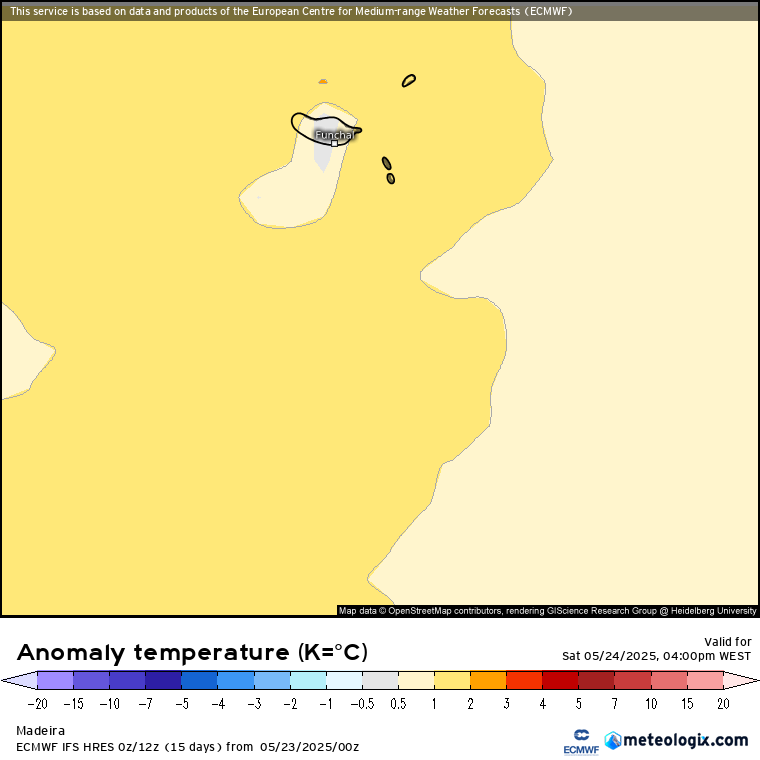 Previsão do tempo no sábado, 24 de maio de 2025 - As temperaturas continuam a subir... Temperaturas geralmente acima da média na Madeira, apesar do vento!