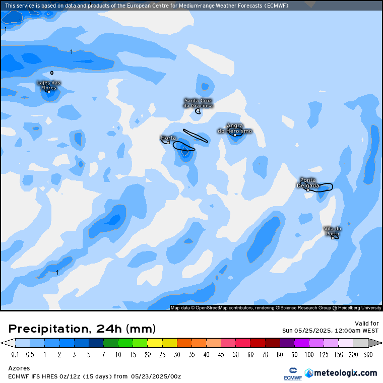 Previsão do tempo no sábado, 24 de maio de 2025 - As temperaturas continuam a subir... Chuva nos Açores no sábado, 24 de maio
