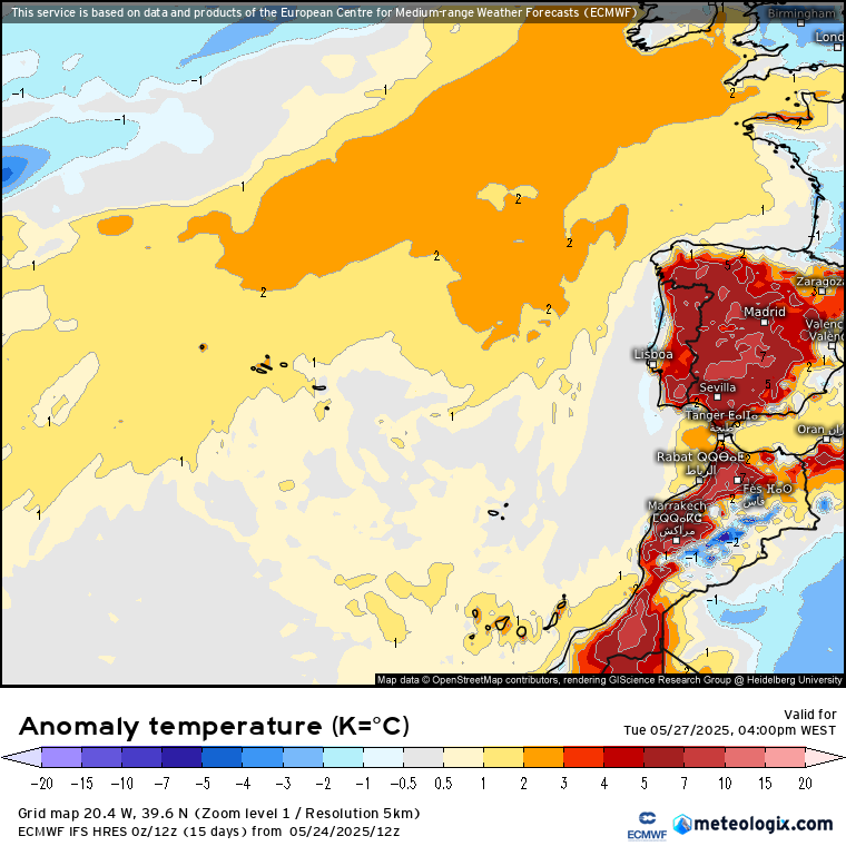 Tempo quente, com 40ºC em Maio, poeiras e noites tropicais - primeira onda de calor do ano - Tempo esta semana, 26 de maio a 1 de junho Na terça-feira temos temperaturas acima da média em todo o território Português, exceção da faixa costeira Ocidental