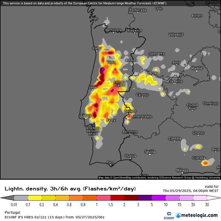 Que calor!... e trovoadas? 25ºC de noite em alguns locais e perto de 40ºC de tarde - Saiba a previsão do tempo na quinta, 29 de maio 2025 Trovoadas na quinta-feira, 29 de maio? o ECMWF diz que sim!