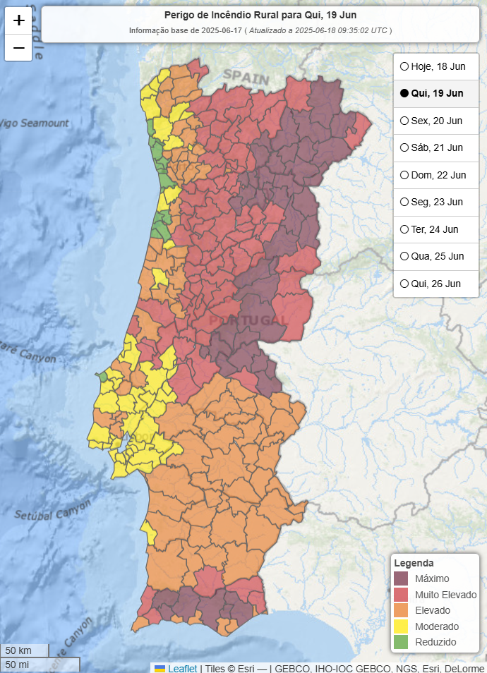 Gota fria trará instabilidade nesta quinta, com risco de trovoadas e rajadas de vento... mas também muito calor - risco extremo de incêndio Risco máximo de incêndio nesta quinta-feira, 19 de junho, em alguns locais