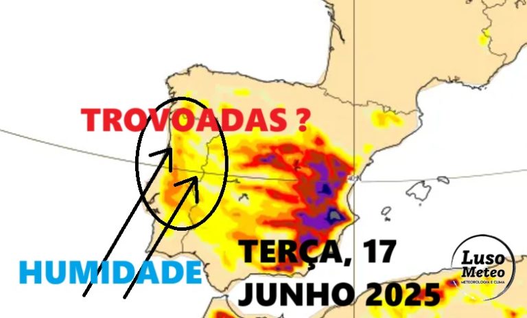 Possibilidade de trovoadas e muito abafado, e uma depressão no Atlântico - Tempo na terça, 17 de junho de 2025