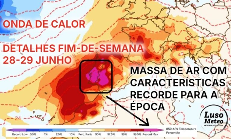 Onda de calor extremo - Fim-de-semana com mais de 41ºC em Lisboa, e 44-46ºC nas regiões mais quentes... também com poeiras - 28-29 de junho