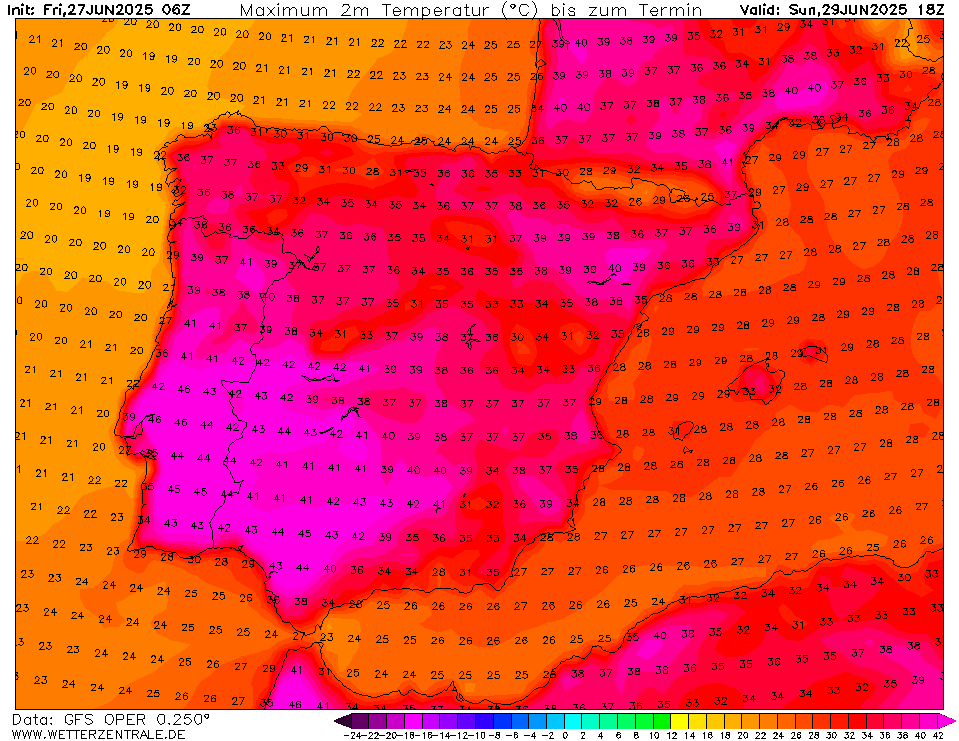 Trovoadas intensas, apesar da previsão de temperaturas até 45ºC? Saiba os detalhes do tempo no domingo, 29 de junho Temperaturas previstas para domingo, 29 de junho