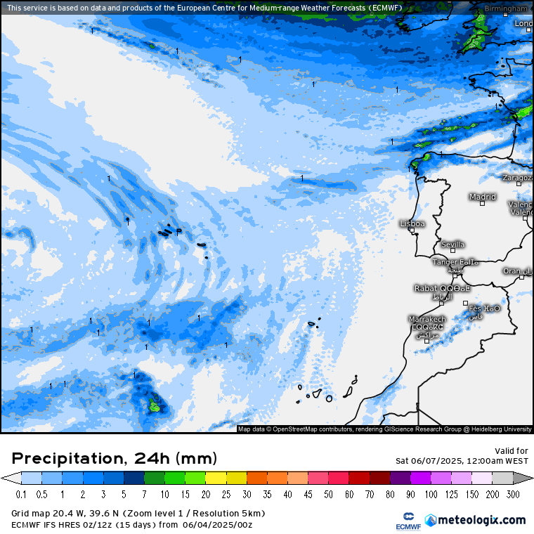 Tempo na sexta, 6 de junho de 2025 - Mais quente, mas ainda com vento e nuvens - saiba a previsão detalhada! Precipitação prevista para sexta, 6 de maio - ECMWF