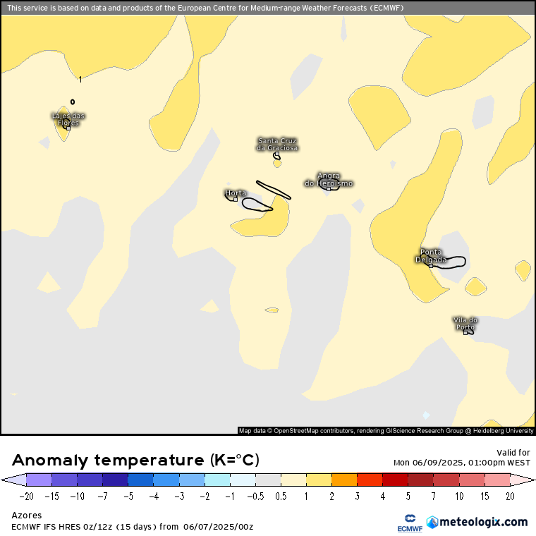 Temperaturas de 40ºC na segunda-feira, e não é nos locais habituais... antes de uma mudança drástica! - Muito abafado, pode haver trovoadas - saiba a previsão do tempo na segunda, 9 de junho de 2025 Temperaturas acima da média nesta segunda-feira nos Açores