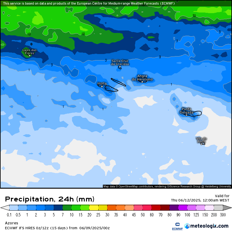 Chuva prevista nesta quarta-feira nos Açores