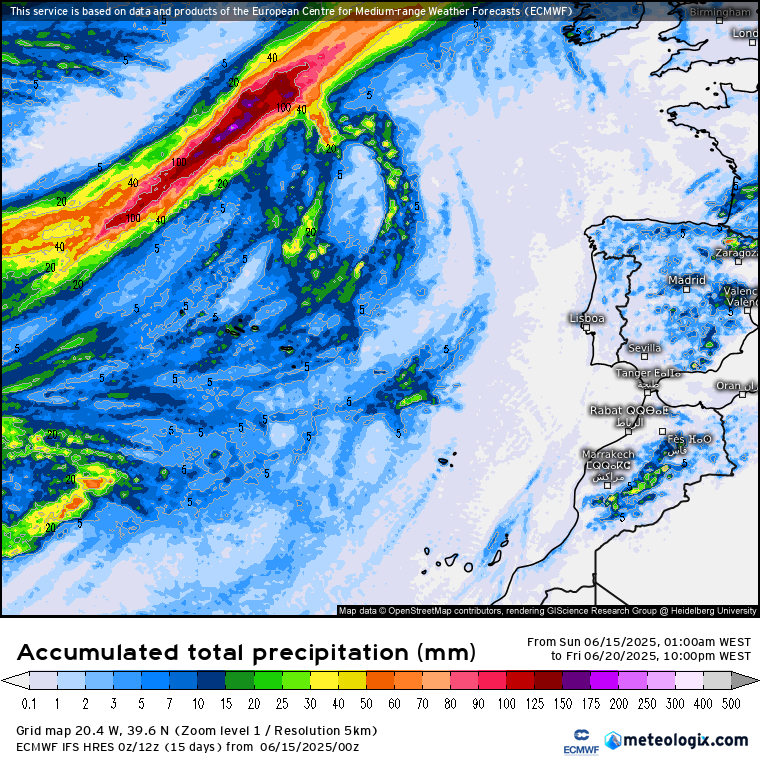 Noites com mais de 25ºC, e dias muito quentes - Mudança temporária na quarta? - Onda de calor - Previsão do tempo esta semana, 16 a 22 de junho de 2025 Chuva até dia 20 de junho, previsão ECMWF