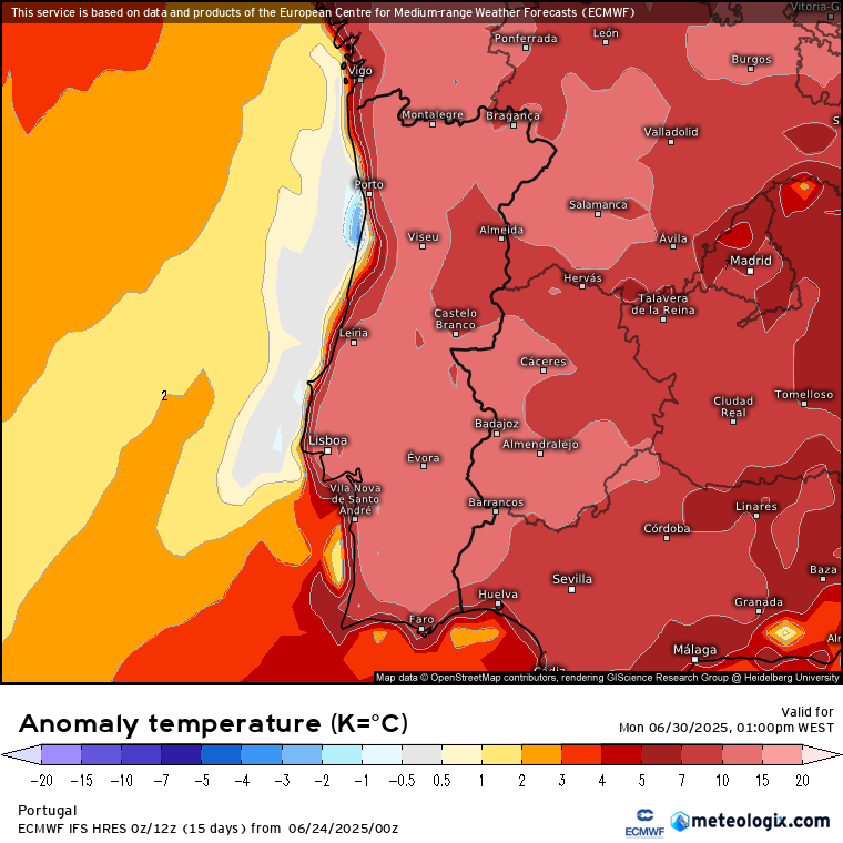 Vem aí calor extremo, com temperaturas que podem chegar aos 45ºC - Calor extremo na reta final de Junho, possível aviso vermelho - saiba as previsões a partir de dia 27... Temperaturas bem acima da média - perto de 15ºC acima da média!