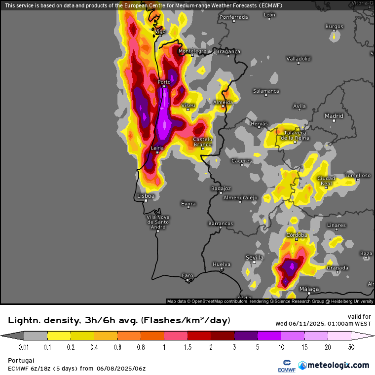 Tempo na terça, 10 de junho - Feriado marcado por chuva, vento, muita trovoada e granizo (no Norte e Centro...) - Mau tempo em Portugal! Muita trovoada ao final da tarde no Norte e Centro!