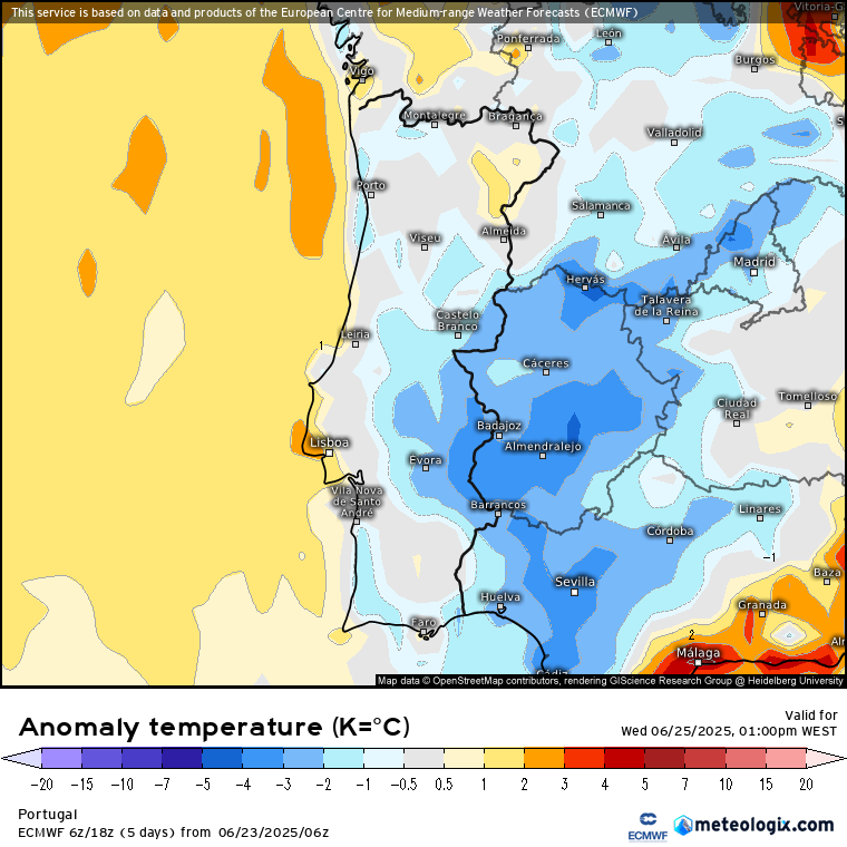 Tempo na quarta-feira, 25 de junho - Dia bem mais fresco, mas húmido... - aproveite para refrescar a casa antes de uma mudança drástica! Temperaturas um pouco abaixo da média em algumas regiões de Portugal