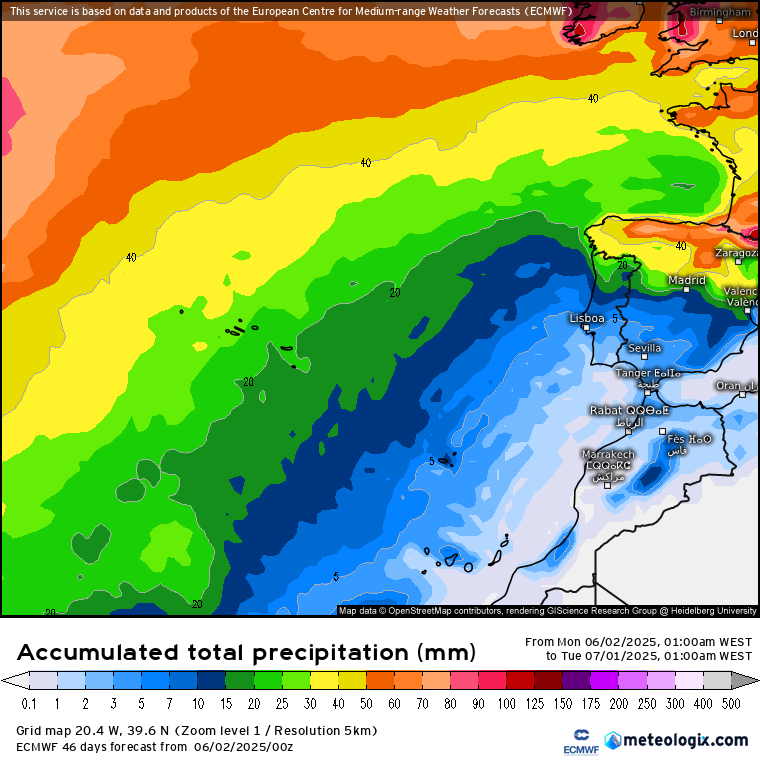 Tempo em Junho de 2025 - Do 8 ao 80 - Calor, trovoadas... e poeiras com fartura! Um mês cheio de "surpresas" - saiba a previsão! A média da previsão ECMWF-IFS mostra-nos pouca chuva em Portugal durante todo o mês de junho - mas nos Açores os fluxos Sudoeste podem vir a surgir na segunda quinzena, ocasionalmente